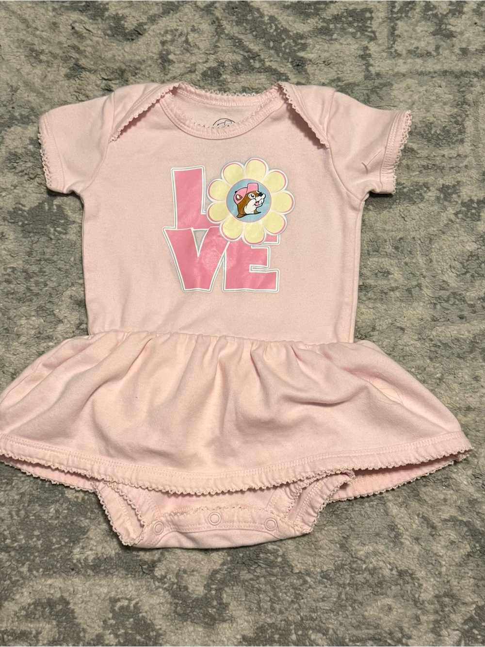 Buc-ee’s Baby Girl Bodysuit Dress 3M LOVE Beaver Graphic Skirt Outfit